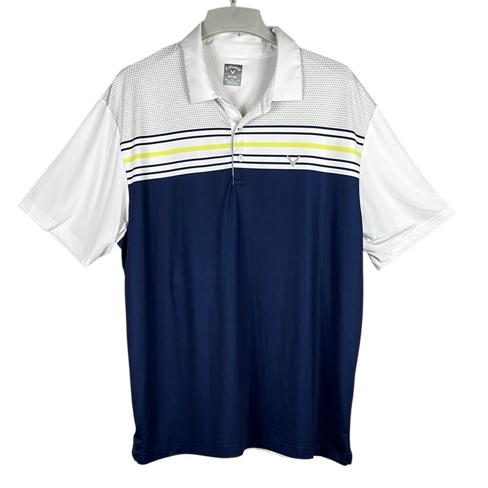 Callaway Opti‎ Dri Golf Polo Shirt Short Sleeve Men's Size XL Blue White